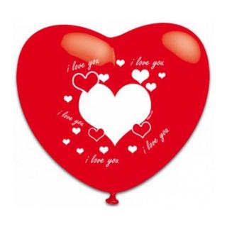 Piros szív formájú,I love you feliratos,latex lufi,30 cm,10 db.