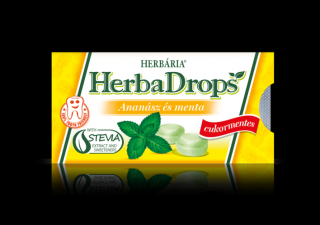 HerbaDrops Ananász-menta ízű töltetlen cukormentes keménycukorka