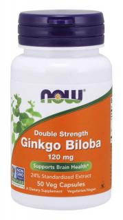 NOW Ginkgo Biloba Double Strength, Ginkgo Biloba kettős erősségű, 120 mg, 50 növényes kapszula