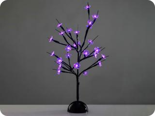 LED asztali fa, szilikon virágok, 3xAA, 25LED, lila fény, IP20 [X1025811]