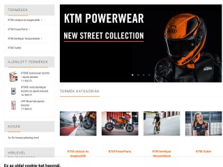 KTM webshop, webáruház